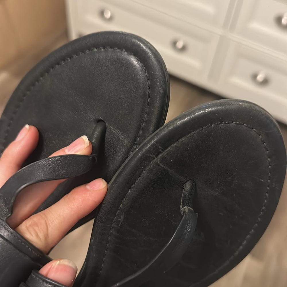Tory Burch Black Sandals with Gold Accents - Picture 6 of 6